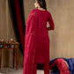 Rajwada Deep Magenta Silk Blend Embroidered Kurta Set For Women