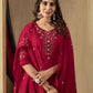 Rajwada Deep Magenta Silk Blend Embroidered Kurta Set For Women