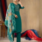 Rajwada Teal Green Silk Blend Embroidered Kurta Set For Women