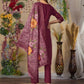 Rajwada Wine Silk Blend Embroidered Kurta Set For Women