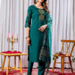 Rajwada Teal Green Silk Blend Embroidered Kurta Set For Women