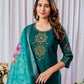 Rajwada Teal Green Silk Blend Embroidered Kurta Set For Women
