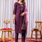 Rajwada Wine Silk Blend Embroidered Kurta Set For Women