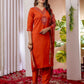 Rajwada Orange Silk Blend Embroidered Kurta Set For Women