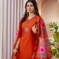 Rajwada Orange Silk Blend Embroidered Kurta Set For Women