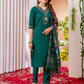 Rajwada Dark Teal Green Silk Blend Embroidered Kurta Set For Women