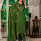 Rajwada Dark Green Silk Blend Embroidered Kurta Set For Women