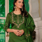 Rajwada Dark Green Silk Blend Embroidered Kurta Set For Women