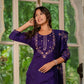 Rajwada Violet Silk Blend Embroidered Kurta Set For Women