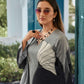 Rajwada Grey And Black Silk Blend Printed Kurta Set For Women