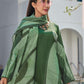 Rajwada Dark Green Silk Blend Printed Kurta Set For Women