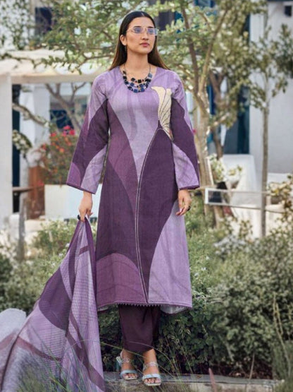 Rajwada Lavender Silk Blend Printed Kurta Set For Women