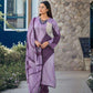 Rajwada Lavender Silk Blend Printed Kurta Set For Women