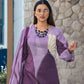 Rajwada Lavender Silk Blend Printed Kurta Set For Women