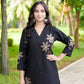 Rajwada Black Cotton Blend Embroidered Co Ord Set For Women