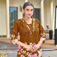 Rajwada Mustard Cotton Blend Embroidered Co Ord Set For Women