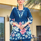 Rajwada Teal Blue Cotton Blend Embroidered Co Ord Set For Women