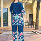 Rajwada Teal Blue Cotton Blend Embroidered Co Ord Set For Women