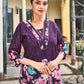 Rajwada Purple Cotton Blend Embroidered Co Ord Set For Women