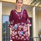 Rajwada Wine Cotton Blend Embroidered Co Ord Set For Women