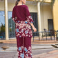 Rajwada Wine Cotton Blend Embroidered Co Ord Set For Women