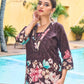 Rajwada Brown Cotton Blend Embroidered Co Ord Set For Women