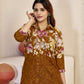 Rajwada Mustard Brown Cotton Blend Embroidered Co Ord Set For Women
