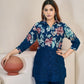 Rajwada Teal Blue Cotton Blend Embroidered Co Ord Set For Women