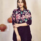 Rajwada Dark Purple Cotton Blend Embroidered Co Ord Set For Women
