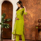 Rajwada Lime Green Silk Blend Embroidered Kurta Set For Women