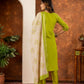 Rajwada Lime Green Silk Blend Embroidered Kurta Set For Women