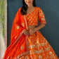 Rajwada Orange Silk Blend Embellished Lehenga For Women