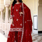 Rajwada Red Chinon Embellished Kurta Set For Women