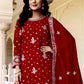 Rajwada Red Chinon Embellished Kurta Set For Women