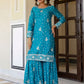Rajwada Sky Blue Chinon Embellished Kurta Set For Women