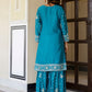 Rajwada Sky Blue Chinon Embellished Kurta Set For Women