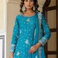 Rajwada Sky Blue Chinon Embellished Kurta Set For Women