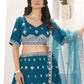 Rajwada Teal Blue Georgette Embellished Lehenga For Women