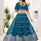 Rajwada Teal Blue Georgette Embellished Lehenga For Women