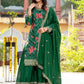 Rajwada Dark Green Silk Blend Embellished Kurta Set For Women