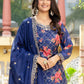 Rajwada Navy Blue Silk Blend Embellished Kurta Set For Women