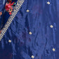 Rajwada Navy Blue Silk Blend Embellished Kurta Set For Women