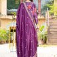 Rajwada Purple Silk Blend Embellished Kurta Set For Women