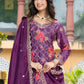 Rajwada Purple Silk Blend Embellished Kurta Set For Women