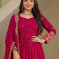 Rajwada Dark Pink Silk Blend Embellished Kurta Set For Women