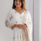 Rajwada White Silk Blend Embellished Kurta Set For Women
