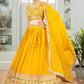 Rajwada Mustard Yellow Georgette Embellished Lehenga For Women