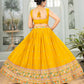 Rajwada Mustard Yellow Georgette Embellished Lehenga For Women