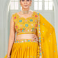Rajwada Mustard Yellow Georgette Embellished Lehenga For Women