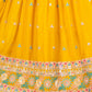 Rajwada Mustard Yellow Georgette Embellished Lehenga For Women